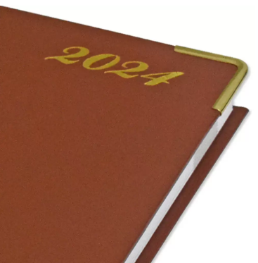 FIS Agenda Diary 2024 (English) 1-Side Padded, Gold Corners, Brown - FSDI75EVG24BR