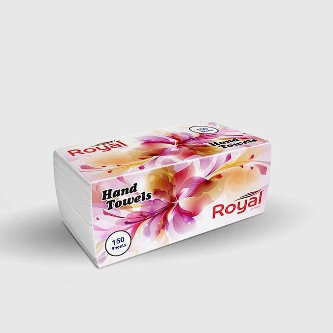 Royal Interfold Tissue Hand Towel 150 Sheets Pack Of 20, Interfold Tissue, To use in kitchen Bathroom