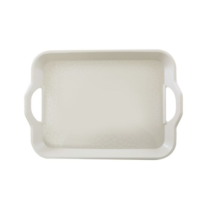 Royalford RF5065 17.5" Melamine Ware Handle Tray - Comfortable Handle, Serving Tea Coffee Tray | Ideal For Serving Appetizers, Snacks, Dips, Tea, Coffee, Water & More
