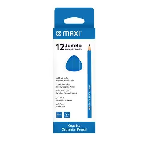 Maxi Jumbo Triangular HB-2 Graphite Pencils Blue 12