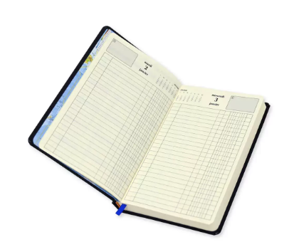 FIS French Diary 2024, Bonded Leather 1-Side Padded, Round Corner, Blue - FSDI29FRB24BL