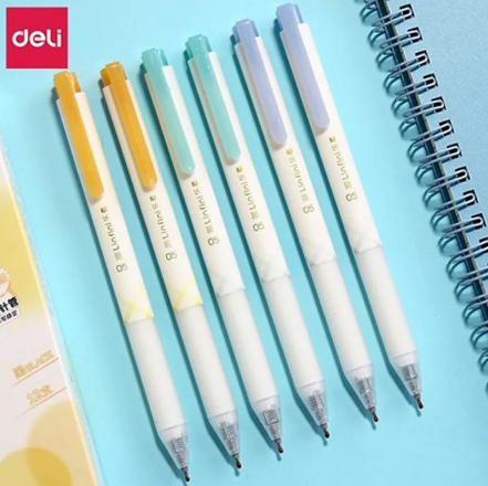 DELI A618 Kawaii Push Type Gel Pen School Office Supplies Stationery Gift Three Styles 0.5mm Black Ink Gel Pen