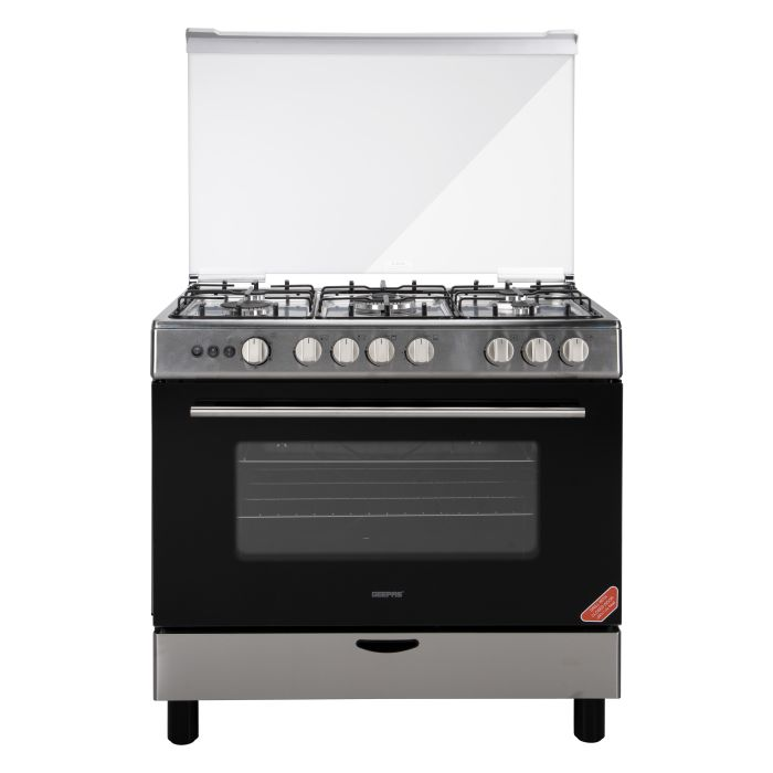 Geepas GCR9060NPSRC 90*60 Cm Cooking Range With Oven - 5 Gas Burners Convection Single Grill/Oven | Oven Lamp, Timer | Perfect For Cook, Bake & Grill