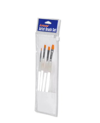 4-Piece Artmate Flat Brush,Size : 2, 4, 6, 8, In Poly Bag with Zipper - JIABBH-NOF4