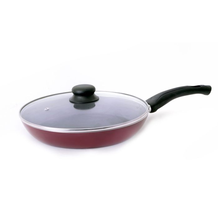 Royalford RF2950 Frying Pan, 22 Cm- Aluminum Non-Stick Fry Pan - Ergonomic Handle - Saute Pan/Deep Frying Pan With Glass Lid - Suitable For Multiple Hob Types - Ideal For Frying Sauting Stir Frying