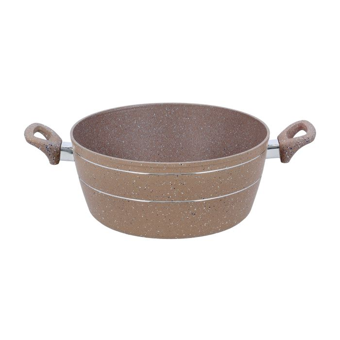 Royalford 28cm Smart Casserole With Glass Lid - Comfortable Handle, Durable, High-Quality Aluminium Construction | Non-Stick Granite Coating | Ideal For Gas, Hot Plate, Induction & Ceramic Hobs