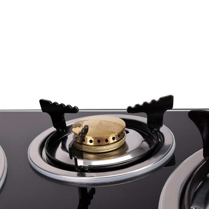 Geepas GK4281 3-Burner Gas Hob Attractive Design - Tempered Glass Worktop Automatic Ignition, 3 Heating Zones | Portable Cooktop | Ideal For Home, Office And More | 2 Years Warranty