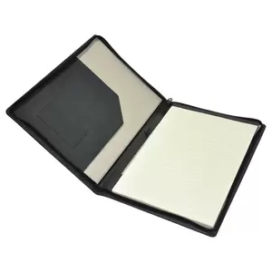 FIS Executive Folder Italian PU Cover with Zipper, Writing Pad, Ivory Paper, Single Ruled, 80 Sheets with Gift Box, 24 x 32 cm - FSGTEX1602
