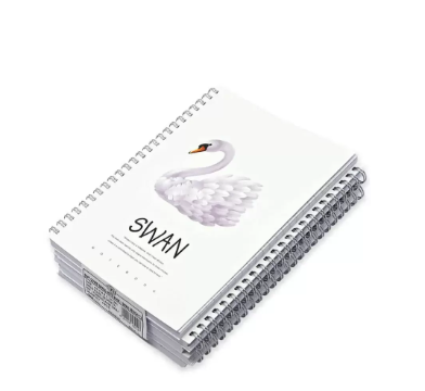 FIS Pack Of 5 Spiral Soft Cover Notebook, 96 Sheets A5 Swan Design 1 -FSNBSSCA596-SWA1