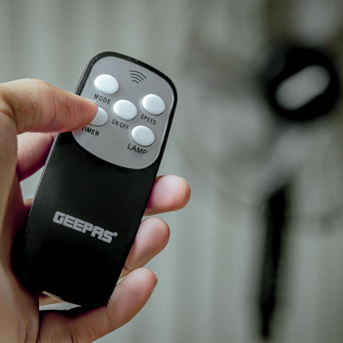 Geepas 16" Stand Fan With Remote Control 50W - 3 Speed, 5 Leaf Blade, Adjustable Height & Tilt Setting With Led Display | Auto Off | 2 Years Warranty