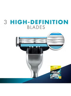 4-Piece, Mach3 Manual, Shaving Razor Blades, Silver/Blue/Black, 1x0.2x1.1cm