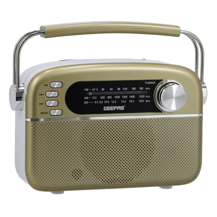Rechargeable Radio With Bluetooth, 3-Band Radio, GR13015 | AUX Input | Rechargeable Battery | AC/DC Operation | BT/ FM/ MP3/ USB/ TF Card