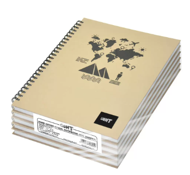 Light LINBS1081805 Spiral Hard Cover Single Line Notebook (10X8in, Pack of 5 Pcs X 100 Sheets)