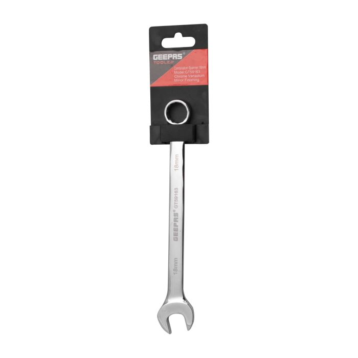 Geepas 18mm Combination Spanner - Open And Box End Spanner Wrench | Chrome Vanadium Spanner Wrenches Repair Tools | Ideal For Bike, Bicycle, Electric Vehicle, Automobile Maintenance & More