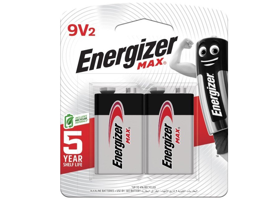 Energizer Max alkaline 9V batteries x 2