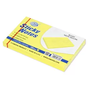 FIS Sticky Note Pad, 3X5 inches, Pack of 12, Ruled Neon Yellow -FSPO3X5RNYL