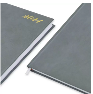 FIS Bonded Leather Diary 2024 (English) Grey, A4 - FSDI40EBW24GY