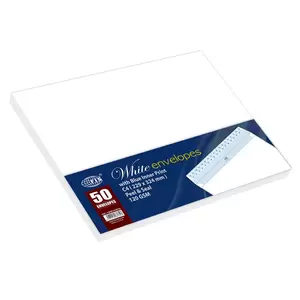 FIS White Envelopes Glued Peel & Seal Inner Print Blue, Pack of 50 Pcs. C4 (229 x 324 mm), 120 GSM - FSWE1242PI50