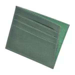FIS Italian PU Soft Cover Stiched Slim Wallet Polyurethane For Unisex, Two Side open 6 ID Card Pockets, Size 8 x 10.5 cm, Green Colour - FSPQSW14