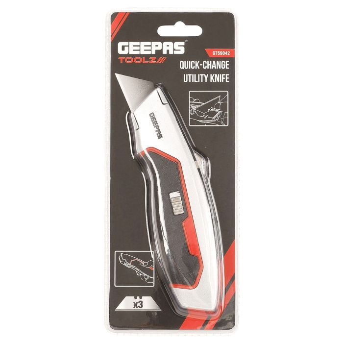 Retractable Utility Knife 140mm With Safety 3 Extra Blades Folding Utility Knife Made From Strong Zinc Material