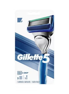 Aqua-Grip, Razor With Cartridges, Blue
