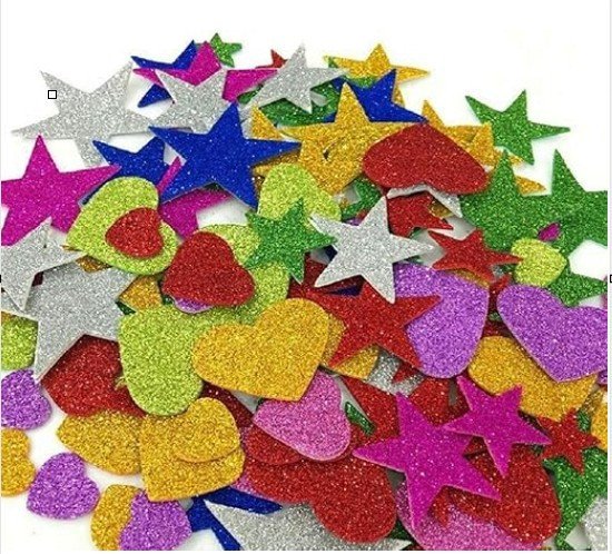 Glitter Eva Normal Foam A4 Single Sheet with Sticker, 21x29cm 2mm - Red Color