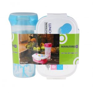 Royalford Lunch Box With Water Bottle 1X48 - Plastic - Blue - RF4396