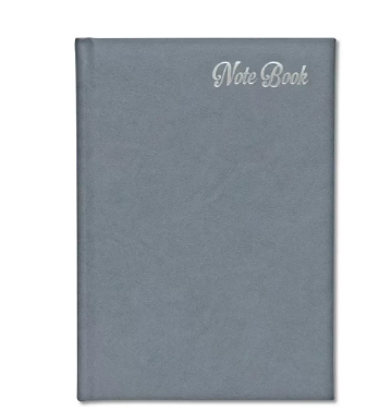 FIS Notebook Bonded Leather, Size A5, Offset White Paper, 70 GSM, 196 Pages, 8 mm Ruled, 1 Side Padded Cover, Colour Grey - FSNB1SA5WHBLGY