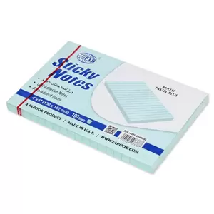 FIS Sticky Note Pad, 4X6 inches, Pack of 6, Ruled Pastel Blue -FSPO4X6RPBL