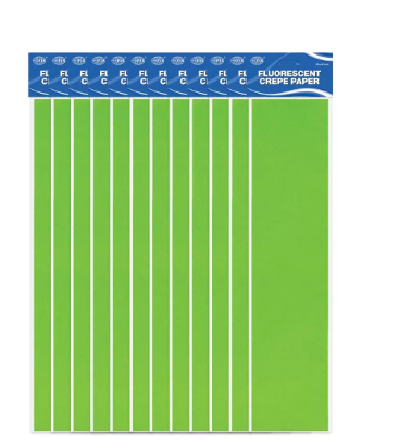 Pack of 12 Pieces Fluorescent Crepe Paper Green