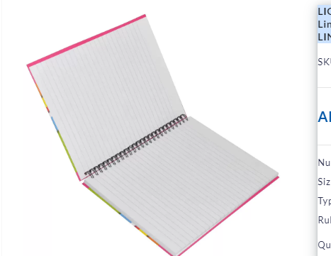 LIGHT Pack of 5 Design Spiral Hard Cover Note Book Single Line,9X7 Inches (22.86 X 20.32 CM),100 Sheets -LINBS971001404