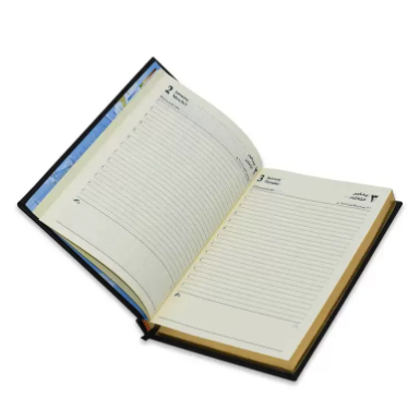 FIS Golden Diary 2023 (Arabic/English) A5, Italian PU, 1-Side Padded, Black - FSDI20AEG23BK