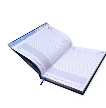 FIS A4 Diary 2024 Arabic/English (Golden Corners) Blue - FSDI42AE24BL