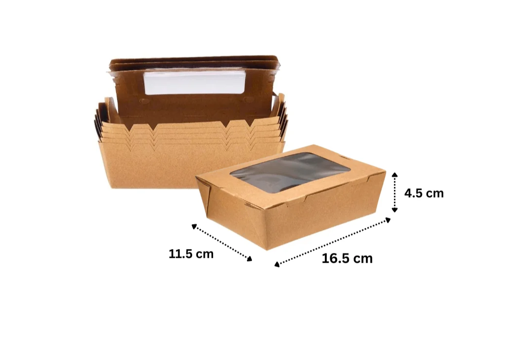 Kraft Lunch Box with Window 16.5x11.5x4.5 cm - No 3