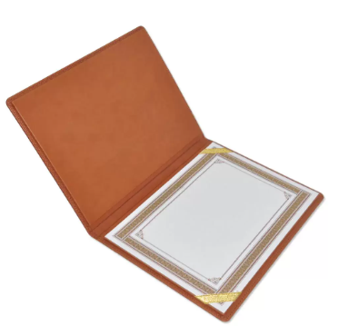 FIS A4 Certificate Folder Italian PU 1-Side Padded Cover, Brown - FSCLCHPUBRD4