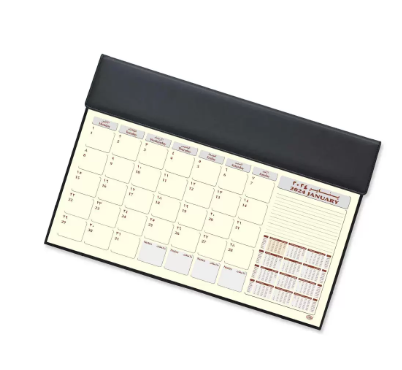 FIS Year Planner 2024 (Arabic/English) Italian PU with Desk Blotter, Black - FSDKPUBAE24BK