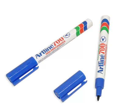 Artline 700 Permanent Marker Blue Color, Pack Of 12 Pieces, Acrylic Fibre Tip 0.7mm, Bullet Style - Armk700xfbl