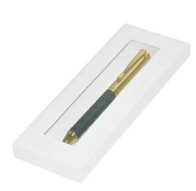 FIS Gold Pens with Embossed Italian PU Wrapper and Gift Box, Green Colour - FSPNGPUGRD3