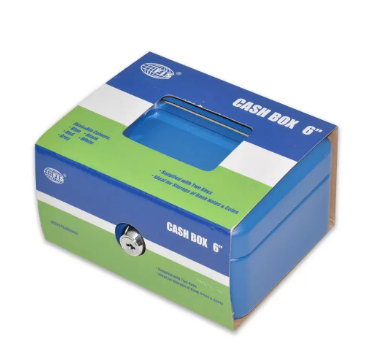 FIS Cash Box Steel Blue Color With key lock, 152 x 115 x 80 mm, 6 Inch Lock Size - FSCPTS0034BL