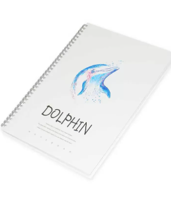 FIS Pack Of 5 Spiral Hard Cover Notebook, 96 Sheets A4 Dolphin Design 1 -FSNBSHCA496-DOL1