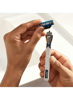 Mach3, Turbo 3D Razor, Handle + 2 Blades, Silver/Blue