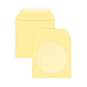 FIS Executive Laid Paper CD/DVD Envelopes Glued with Window, Pack of 25 Pcs. Cream Color, 125 x 125 mm Size, 100 GSM - FSEE1021GWCB25