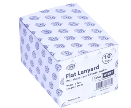 10-Piece FIS Lanyard White with Metal Hook & Plastic Buckle, 2X90cm - FSNAPWH/10