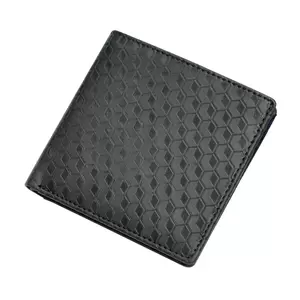 FIS Italian PU Bifold Design Wallets Polyurethane For Men, ID Card Window, 6 Card Slots, 2 Sideways Pockets, Divided Bill Compartments, Black Colour, Closed Size 100 x 105 mm - FSPQBKD3