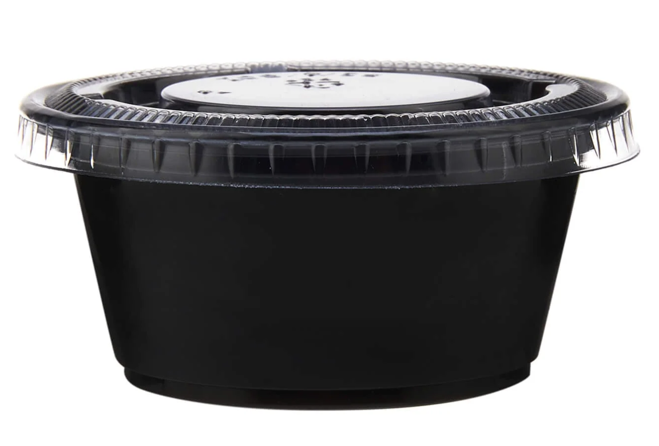 PP Black Base Portion Cup with Lid 2500 Pieces