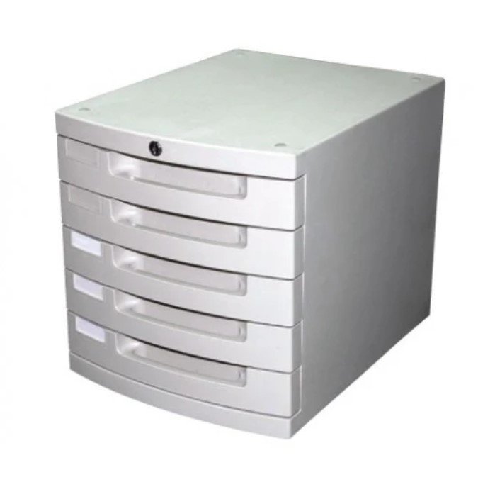 Partner 5 Drawer Cabinet with Lock, Grey, PT-25K
