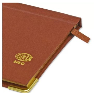 Fis 2024 Golden Slim English Diary Vinyl, 1 Side Padded Brown -FSDI52EG24BR