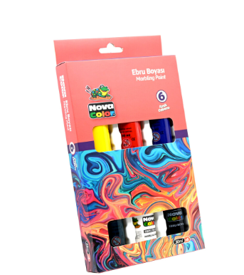 Nova Color Marbling Paint 30Ml, 6 Colors (Blue,Red,Yellow,Green,Black,White) -KRPBNC-238