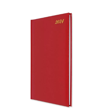 FIS Executive Diary 2024 English/French (1-Week at a glance) Vinyl, 1-Side Padded, Cover, Red - FSDI34E24RE