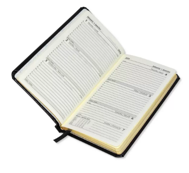 FIS 2024 Golden Slim Diary Bonded Leather (English/French) Black - FSDI59EFGB24BK
